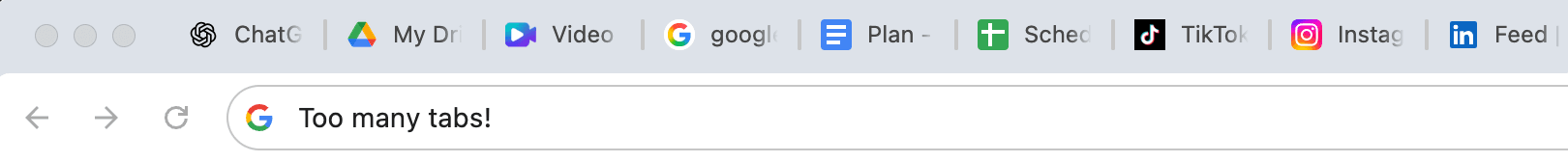 Browser with too many social media tabs open